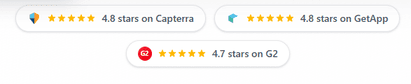 Capterra, GetApp, and G2 review ratings shared by an AppointLane client